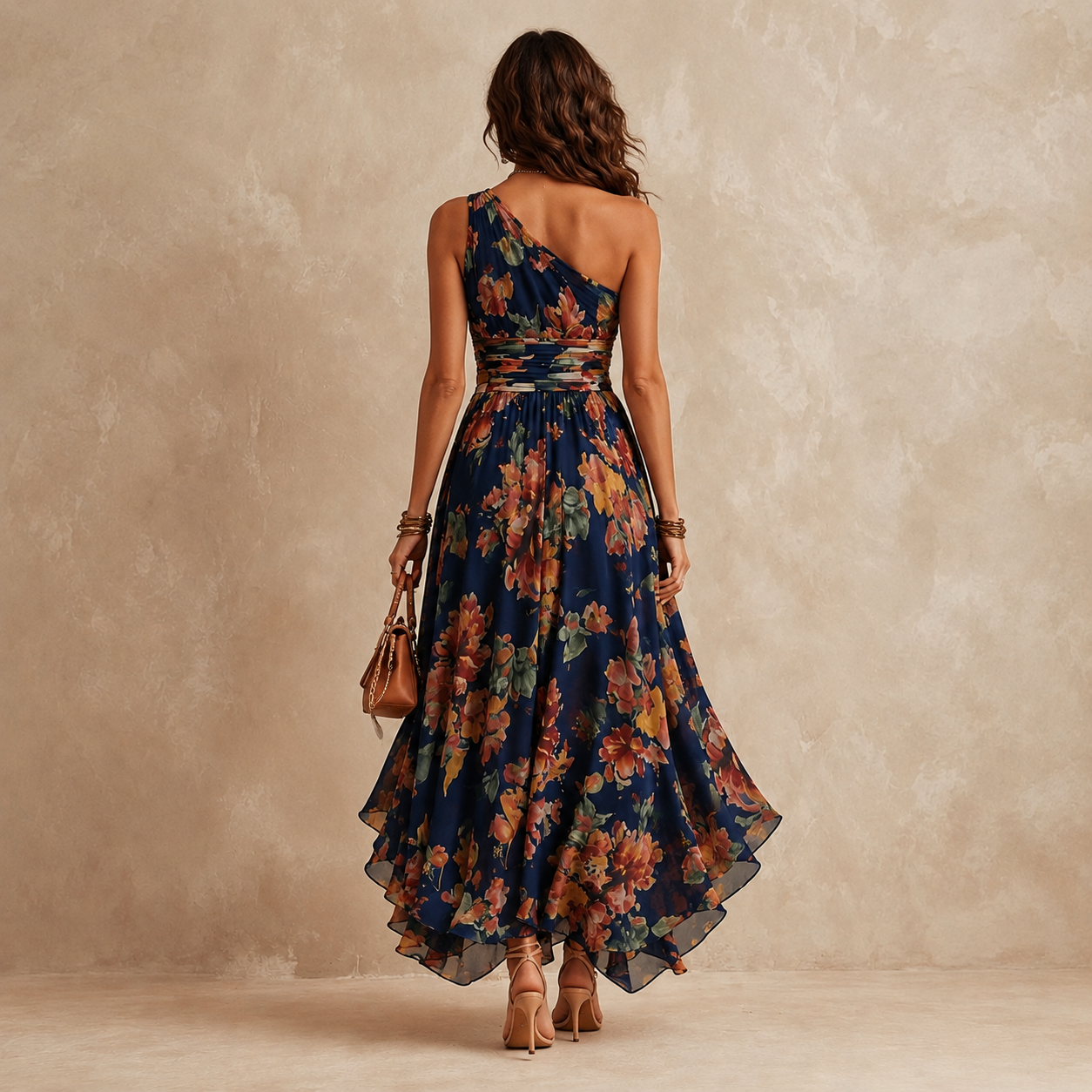 Janna | Abito Lungo Monospalla Floreale
