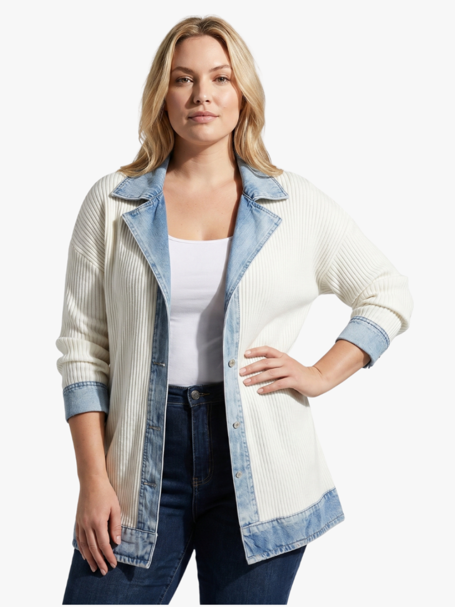 Mia | Giacca in Maglia con Dettagli Effetto Denim