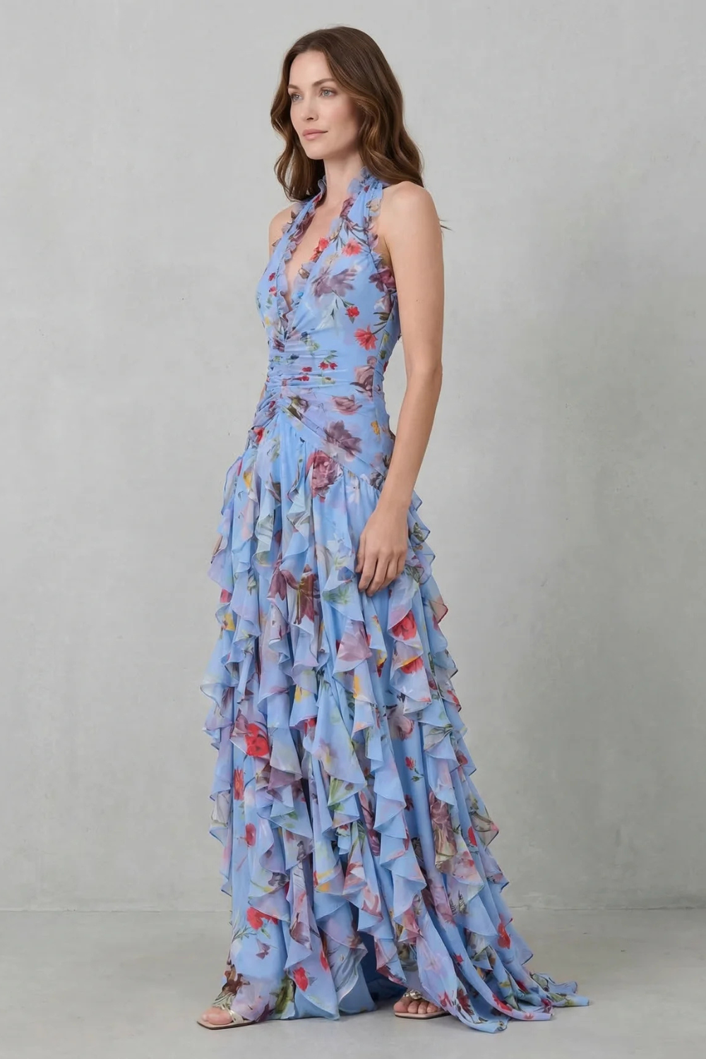 Mirella | Abito Lungo Floreale Halter