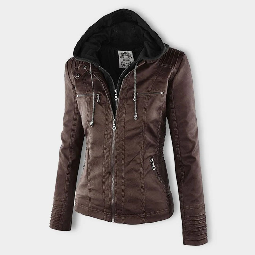 Valentina | Giacca moderna in pelle con cappuccio