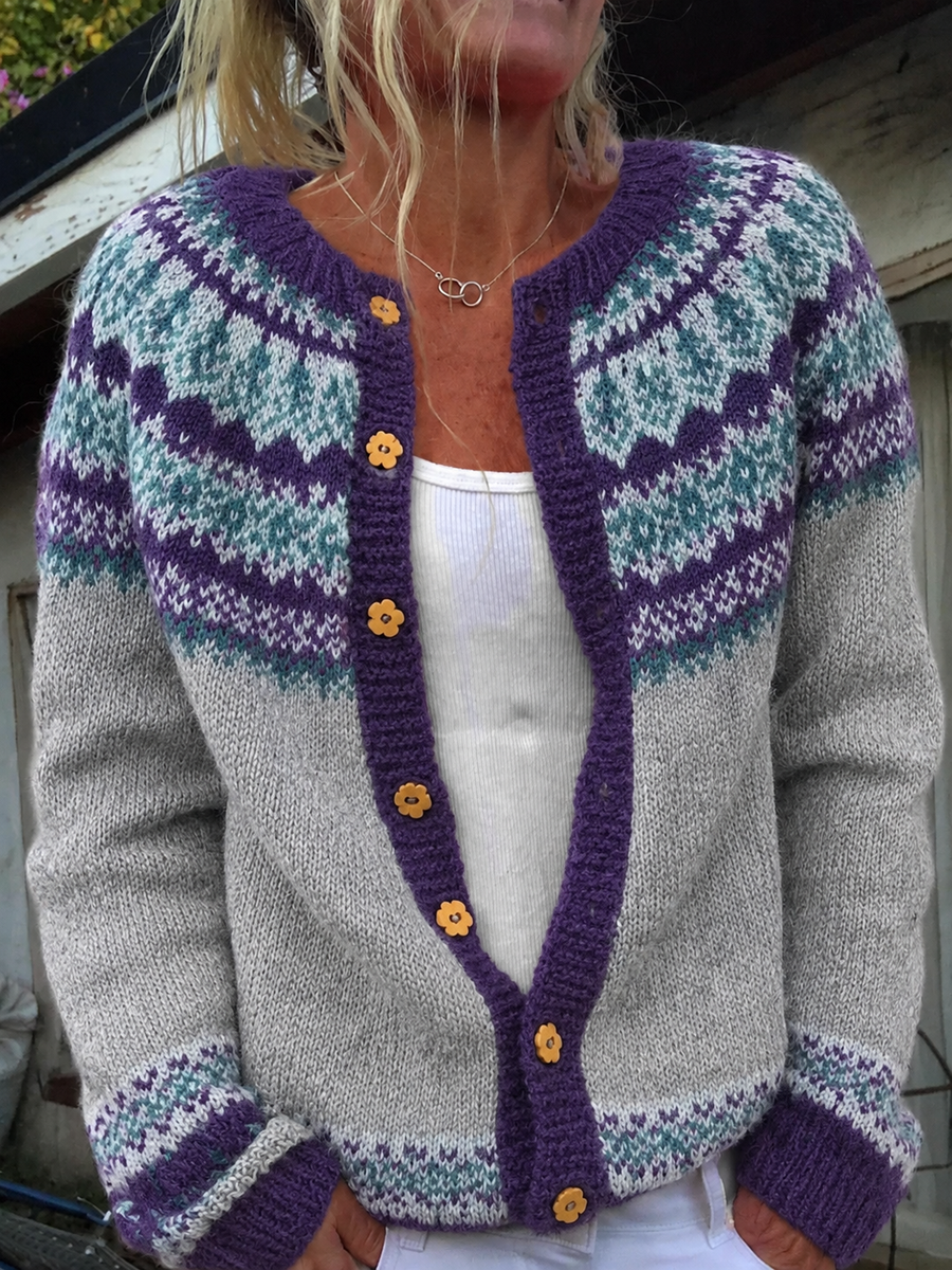 Adelasia | Cardigan con Motivo Nordico