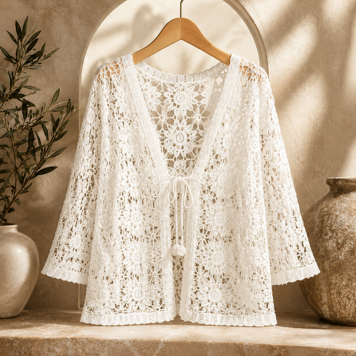 Carla | Cardigan Traforato in Pizzo Crochet
