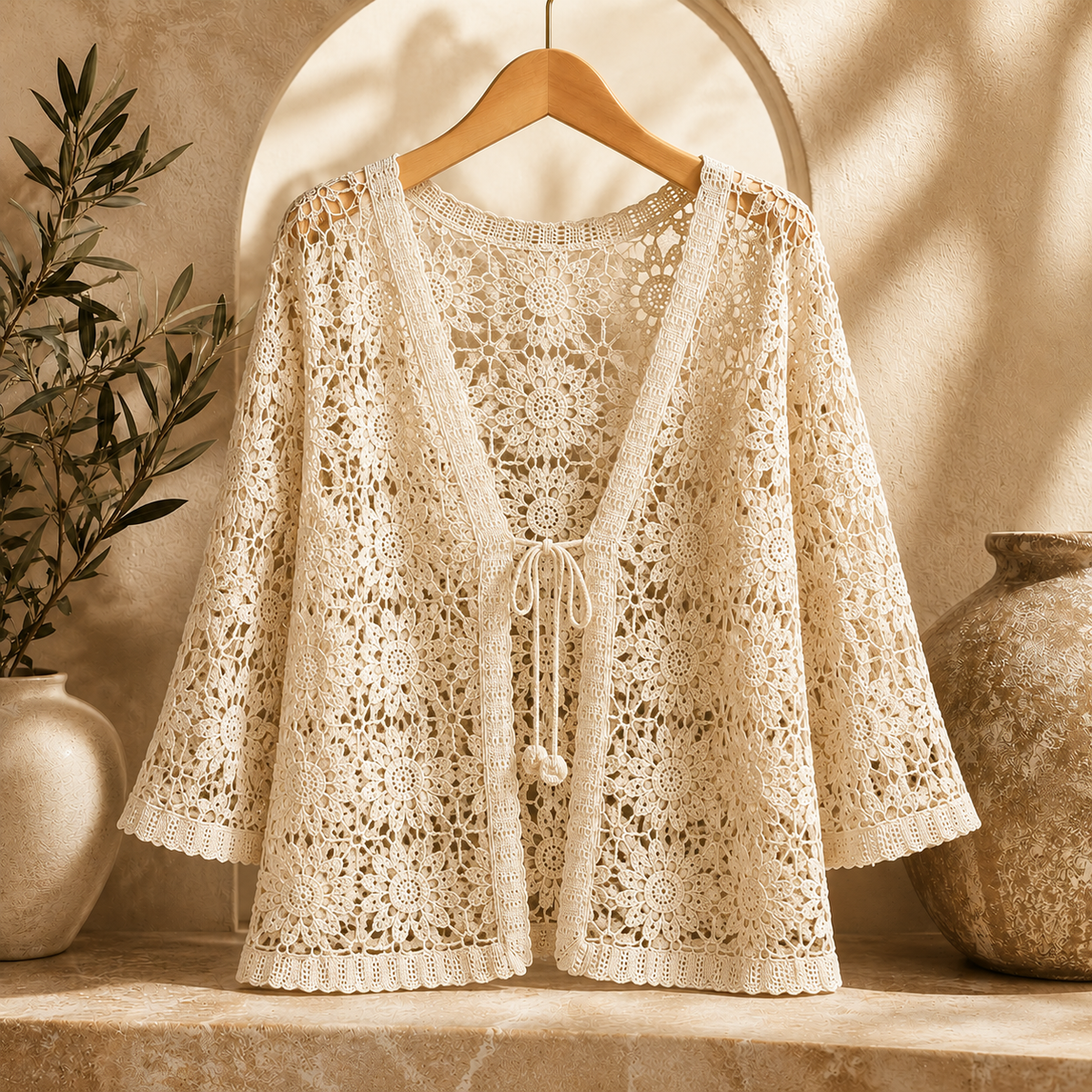 Carla | Cardigan Traforato in Pizzo Crochet