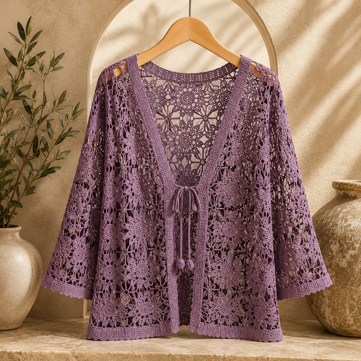 Carla | Cardigan Traforato in Pizzo Crochet