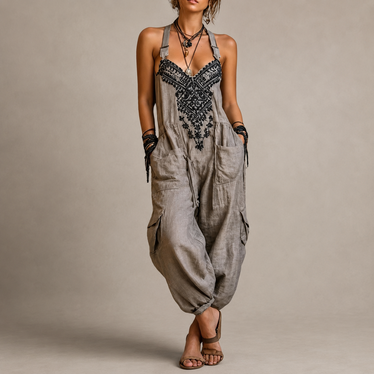 Simona | Tuta Boho Ricamata