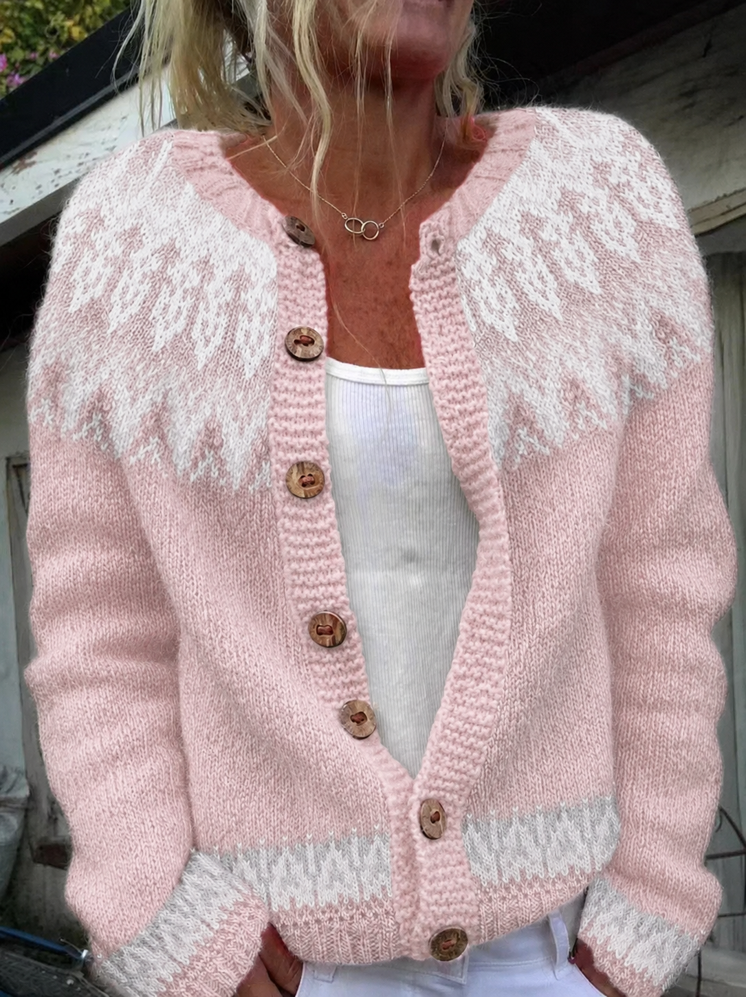 Agnella | Cardigan con Motivo Geometrico