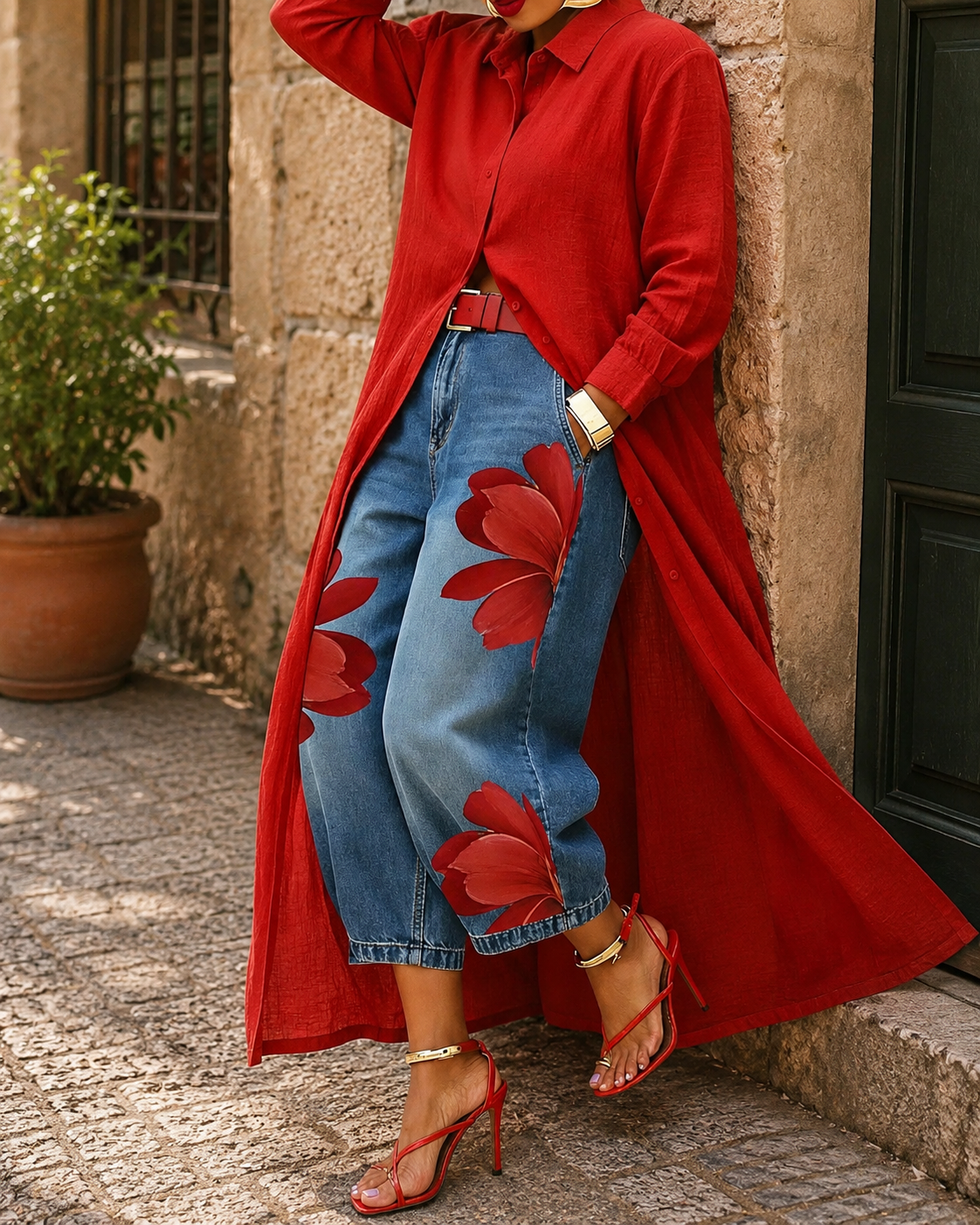 Stefania | Abito Chemisier e Jeans Floreali