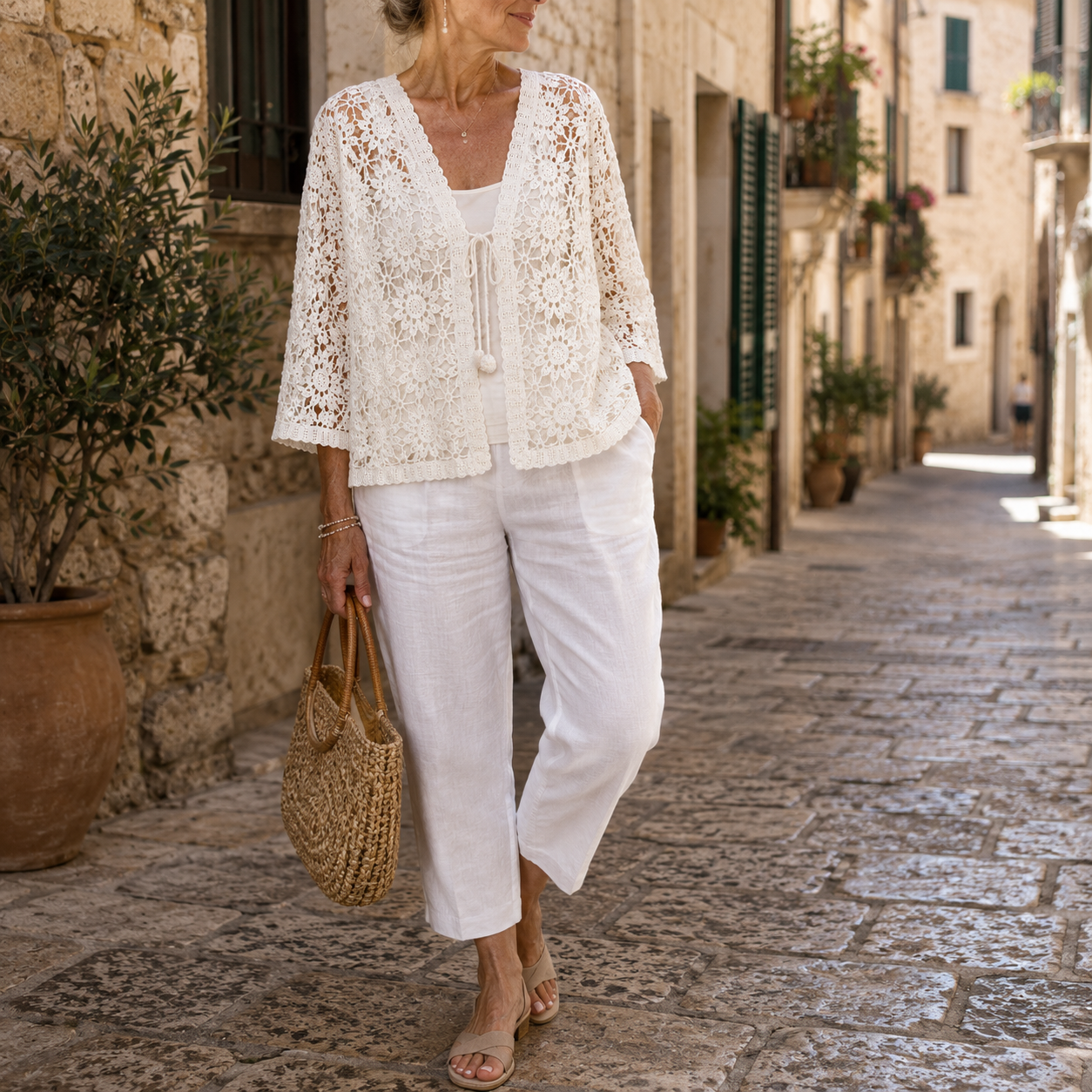 Carla | Cardigan Traforato in Pizzo Crochet