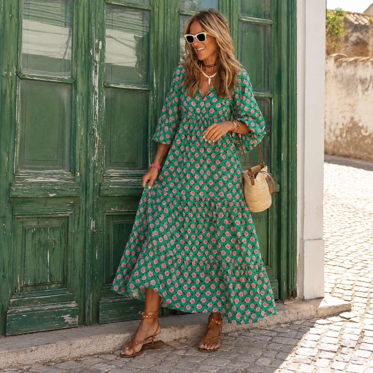 Vanessa | Abito Lungo Boho Fantasia Geometrica
