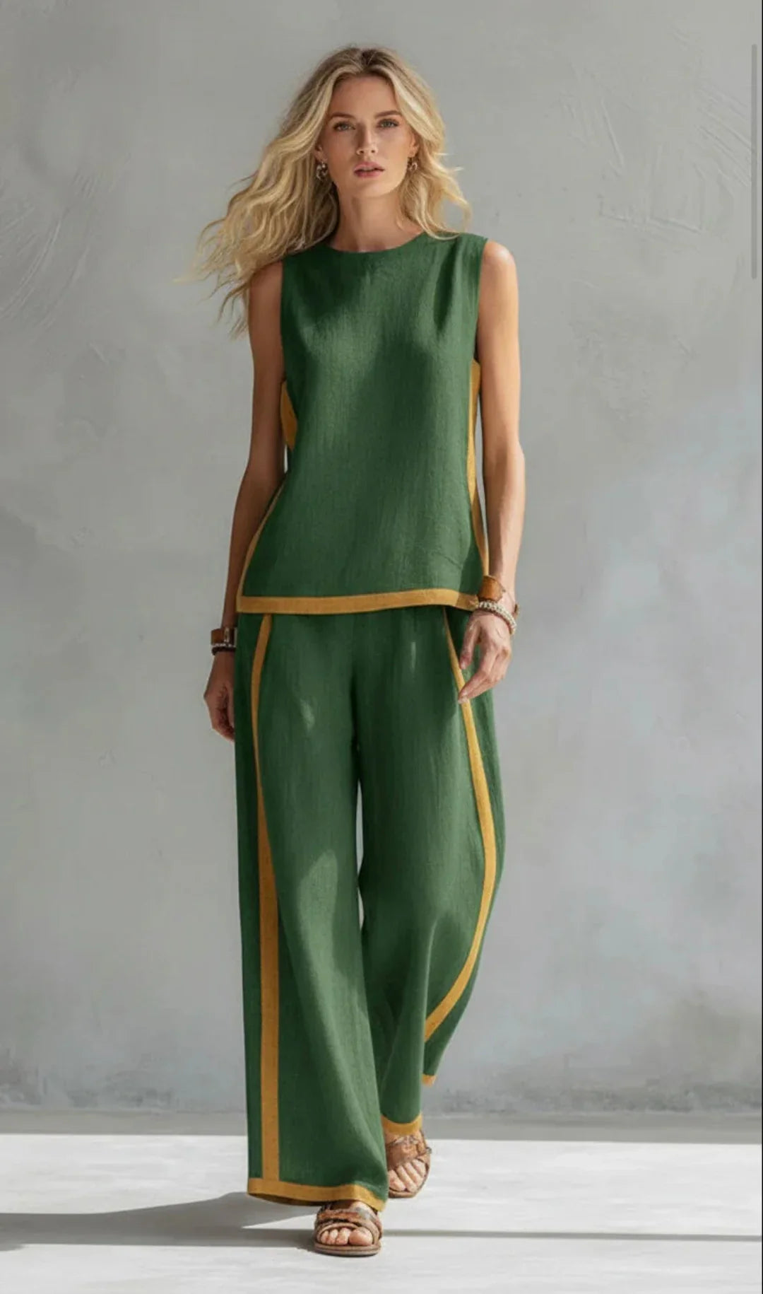 Elisa | Completo Fluido Due Pezzi con Dettagli a Contrasto