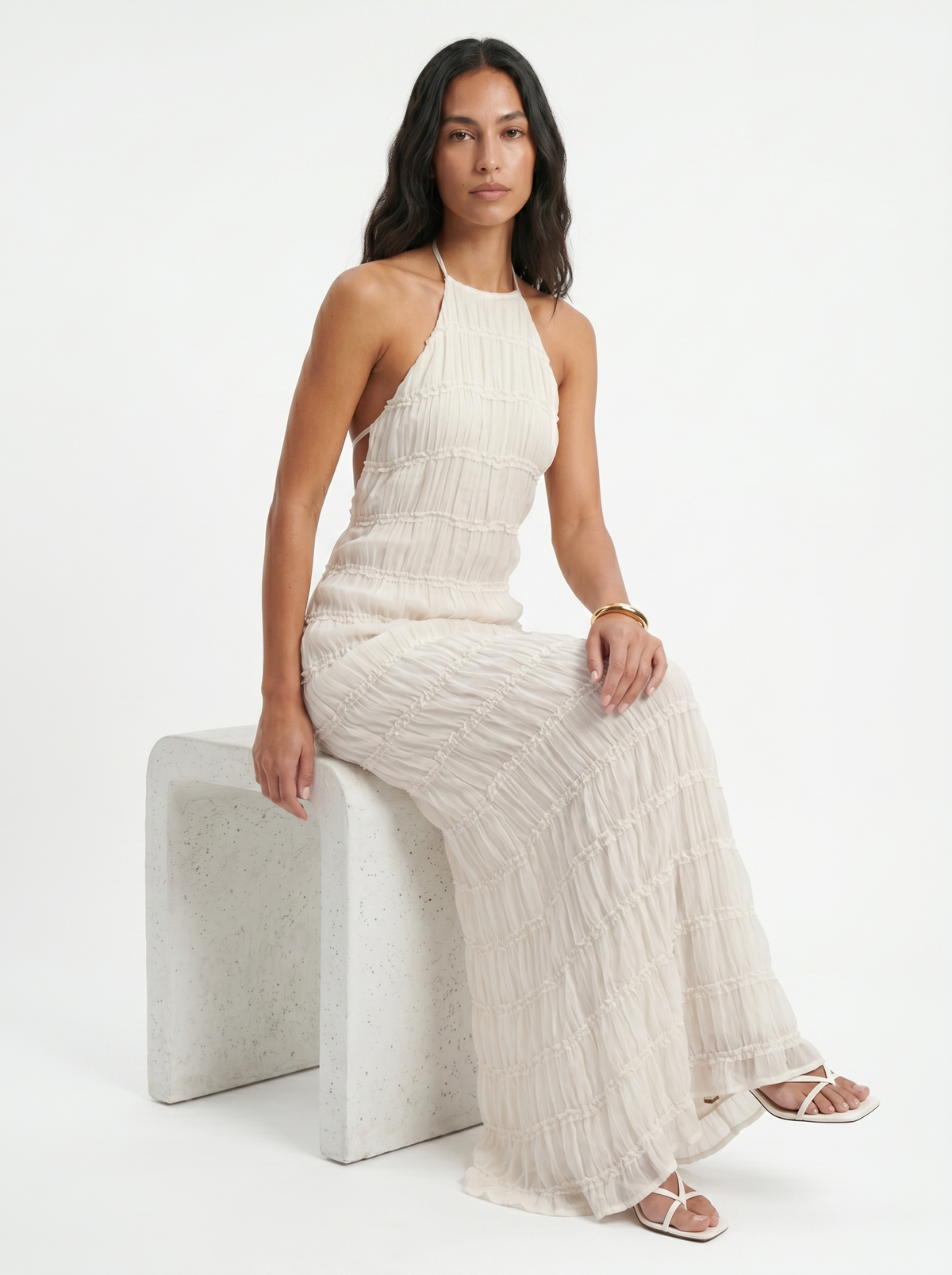 Vezia | Abito Lungo Halter con Volant
