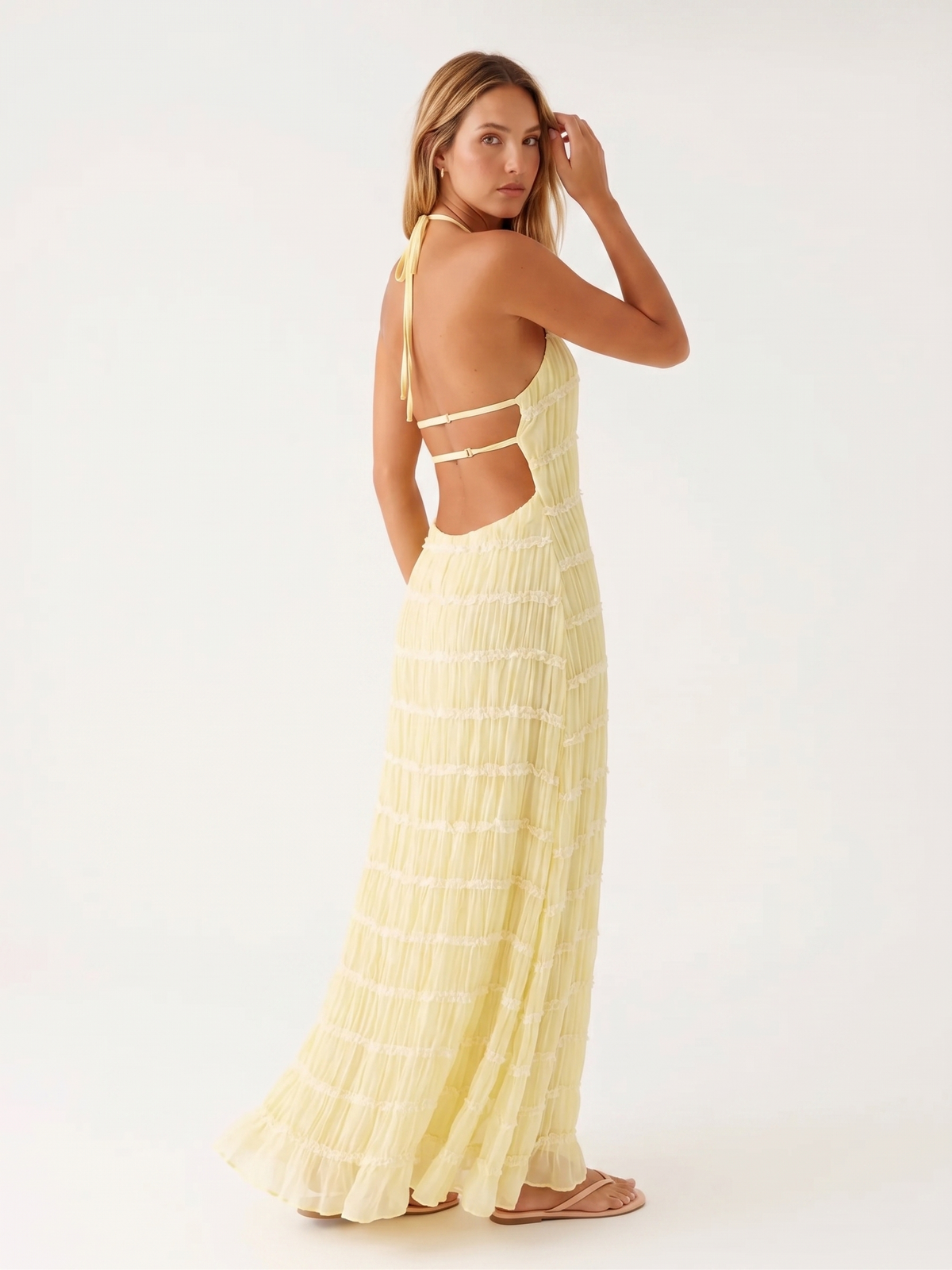 Vezia | Abito Lungo Halter con Volant