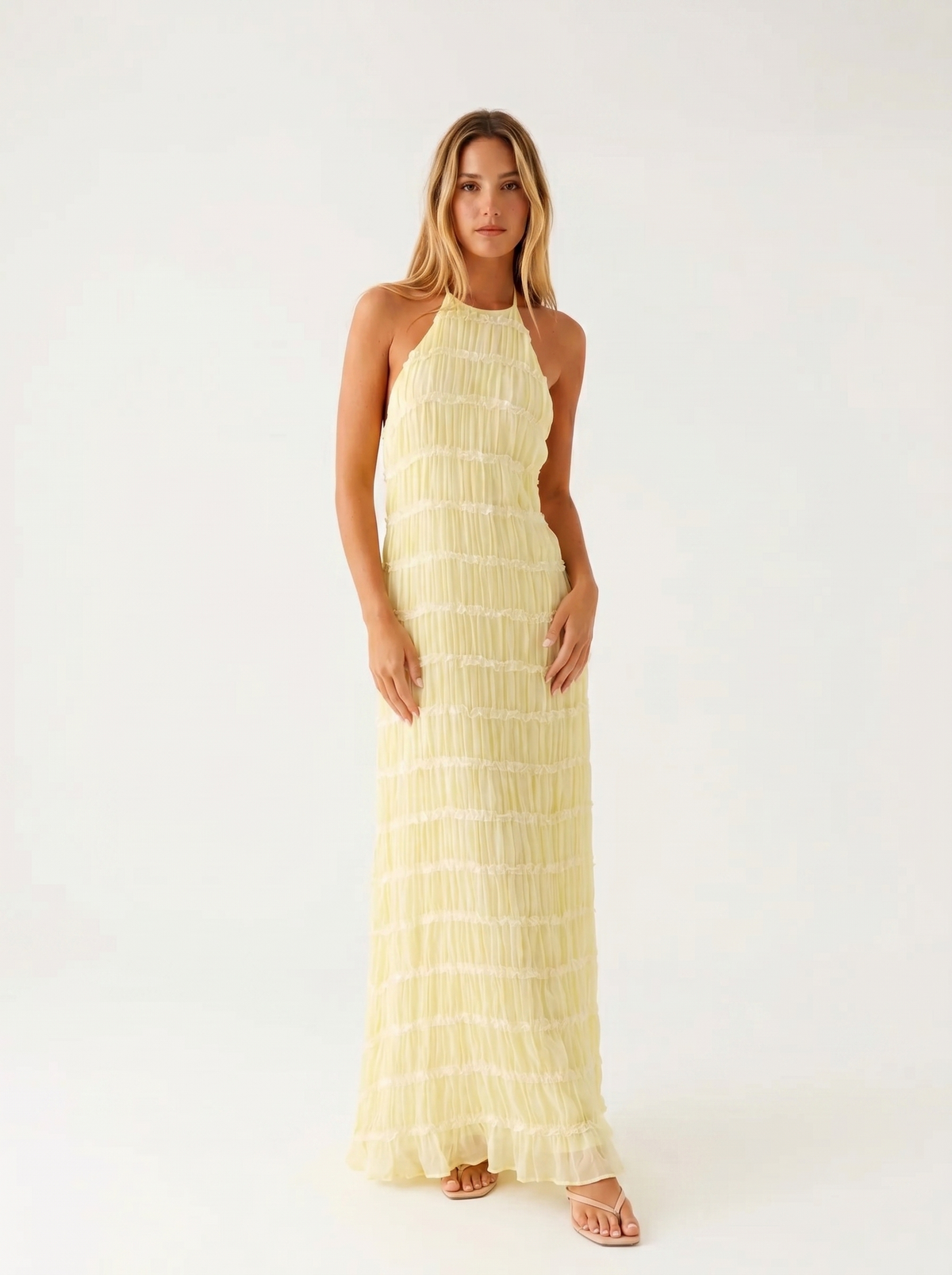 Vezia | Abito Lungo Halter con Volant