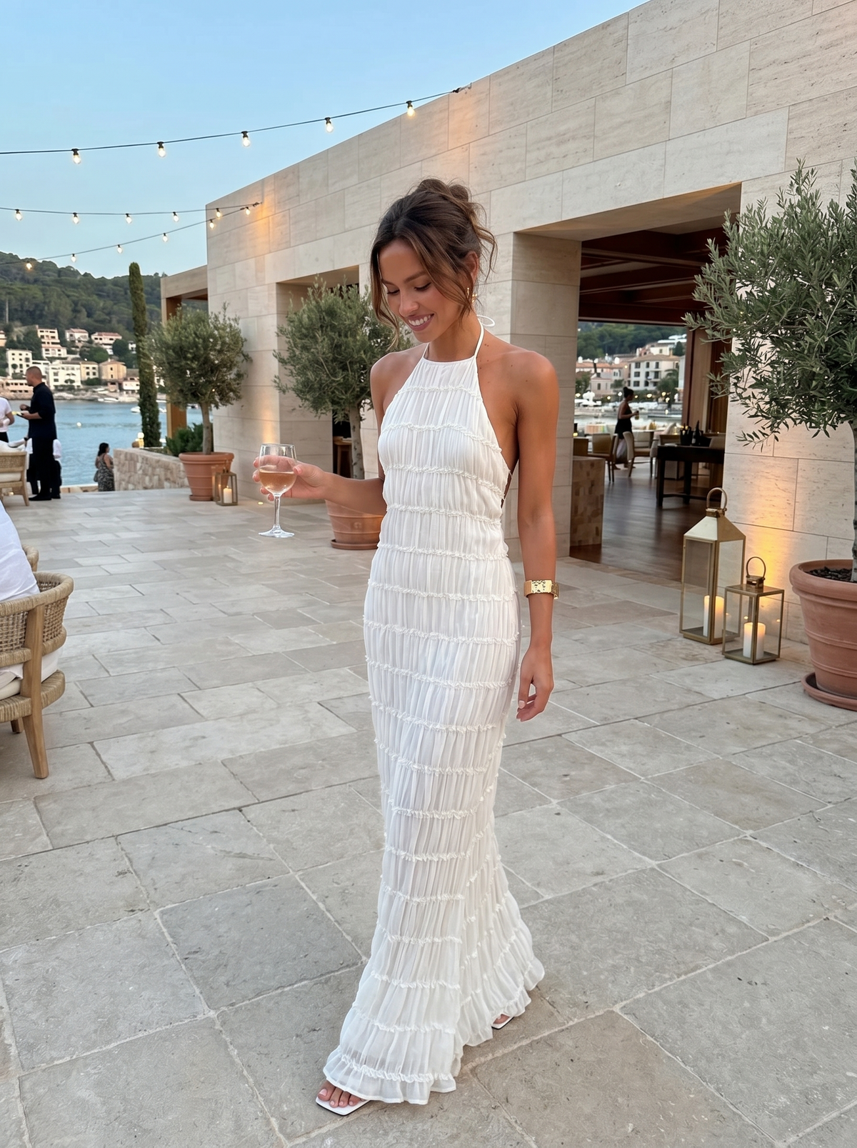 Vezia | Abito Lungo Halter con Volant