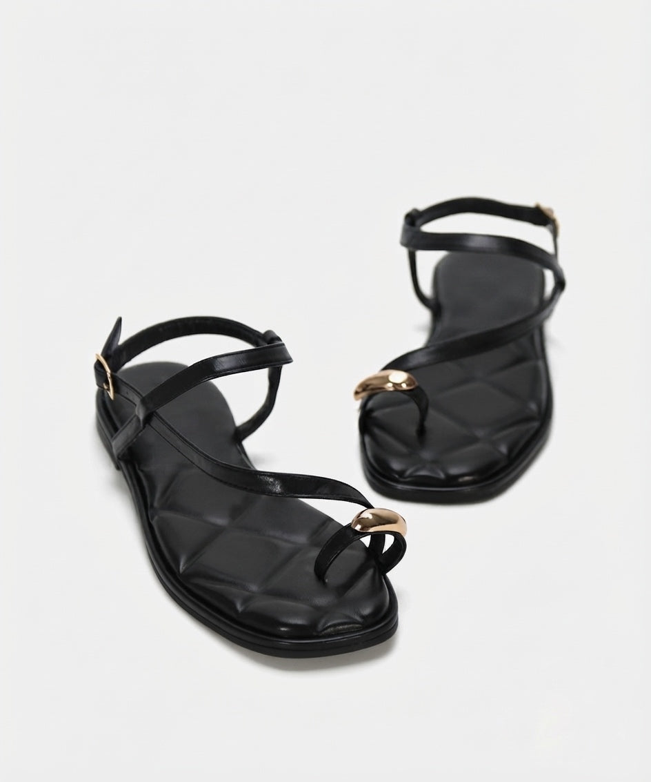 Adelia | Sandali Flat con Anello Decorativo