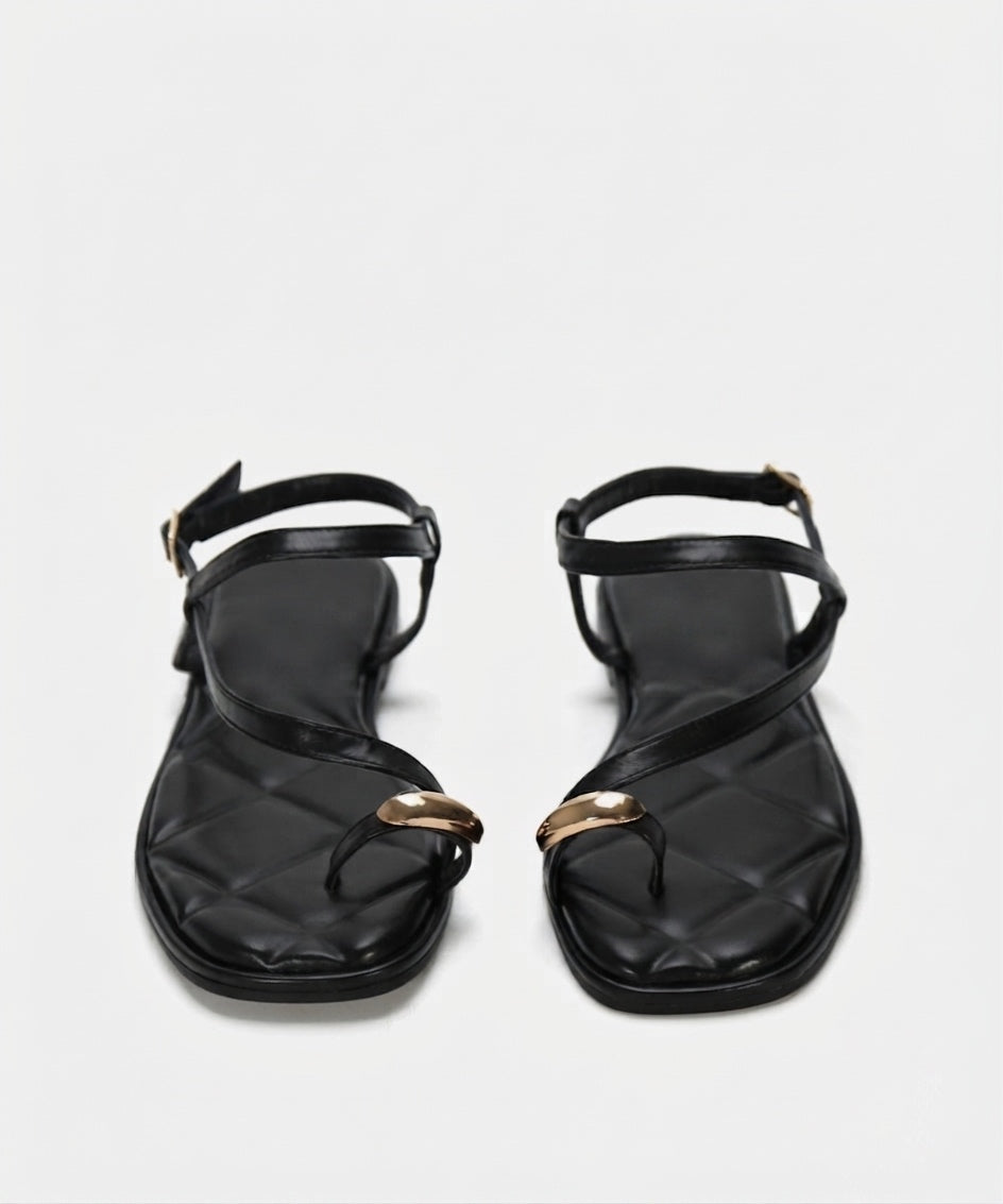 Adelia | Sandali Flat con Anello Decorativo