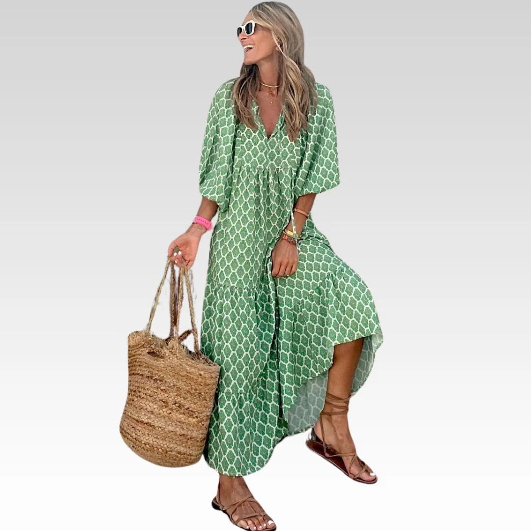 Vanessa | Abito Lungo Boho Fantasia Geometrica