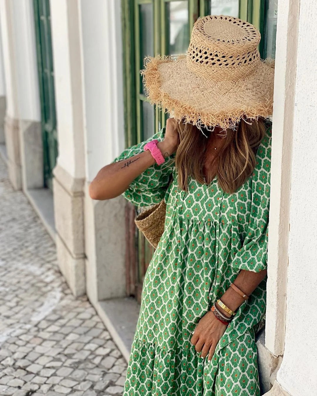 Vanessa | Abito Lungo Boho Fantasia Geometrica