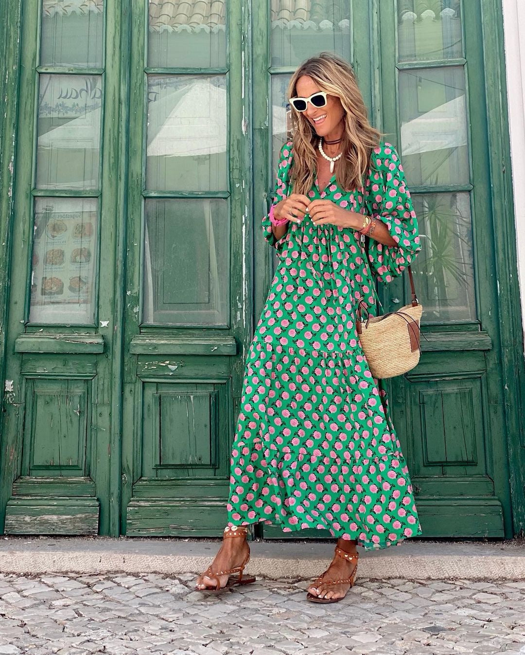 Vanessa | Abito Lungo Boho Fantasia Geometrica