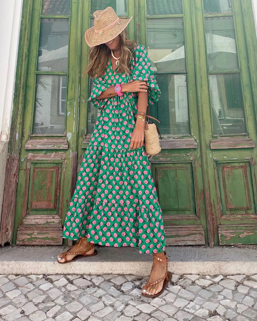 Vanessa | Abito Lungo Boho Fantasia Geometrica