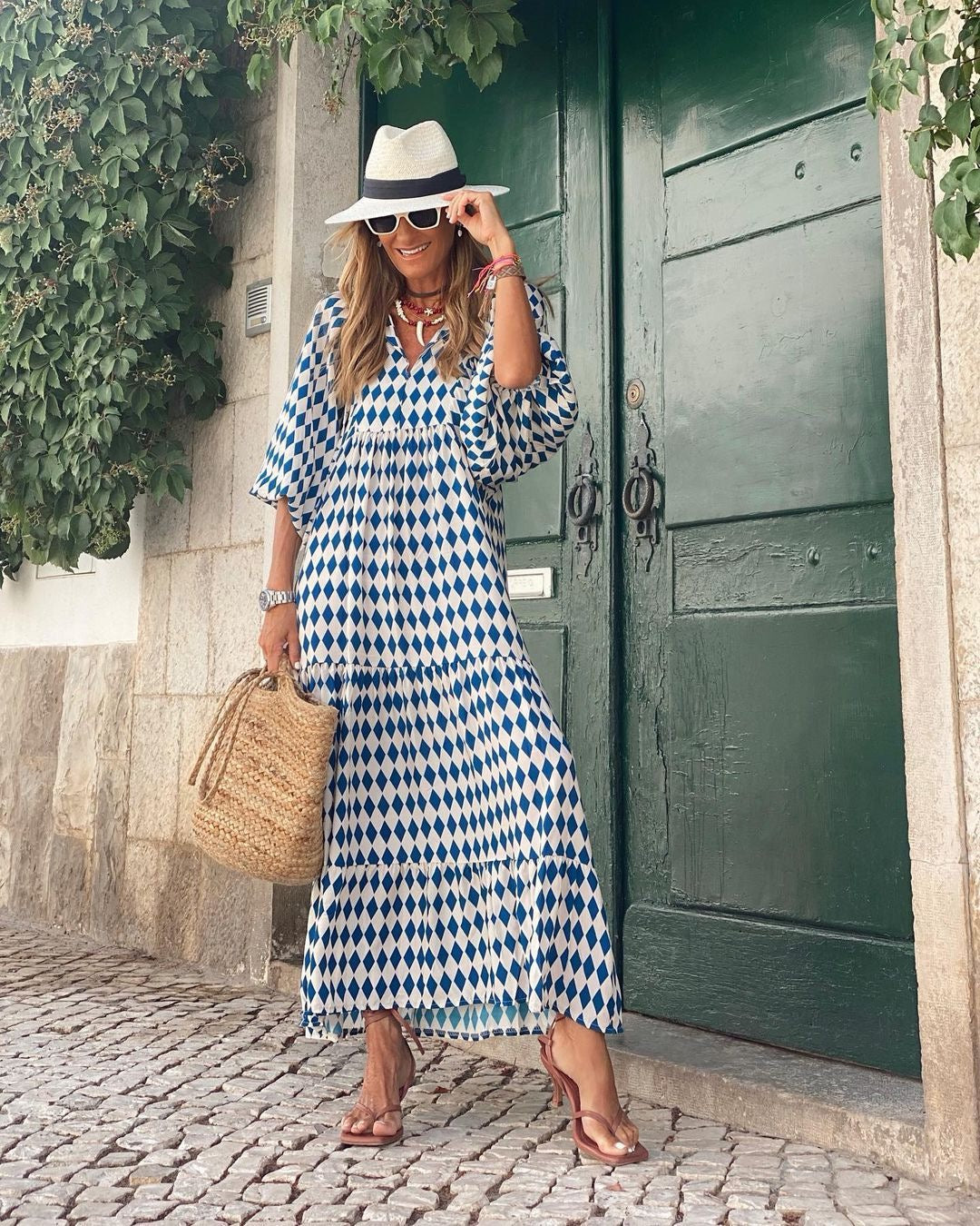 Vanessa | Abito Lungo Boho Fantasia Geometrica