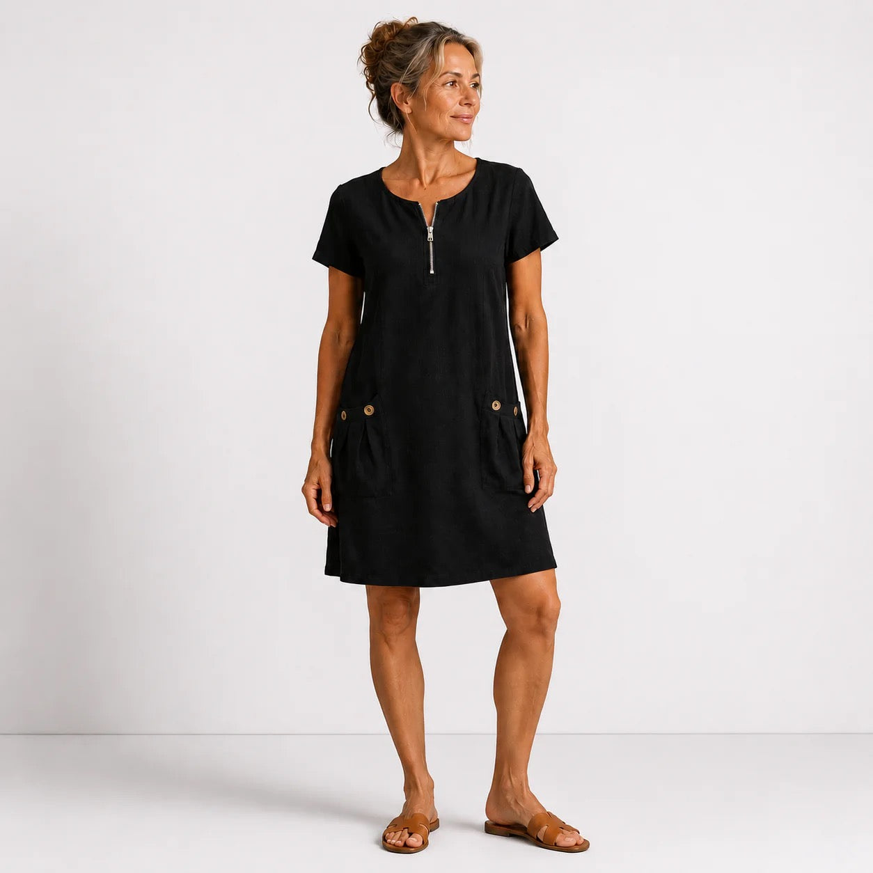 Isabel | Abito Corto con Zip e Tasche
