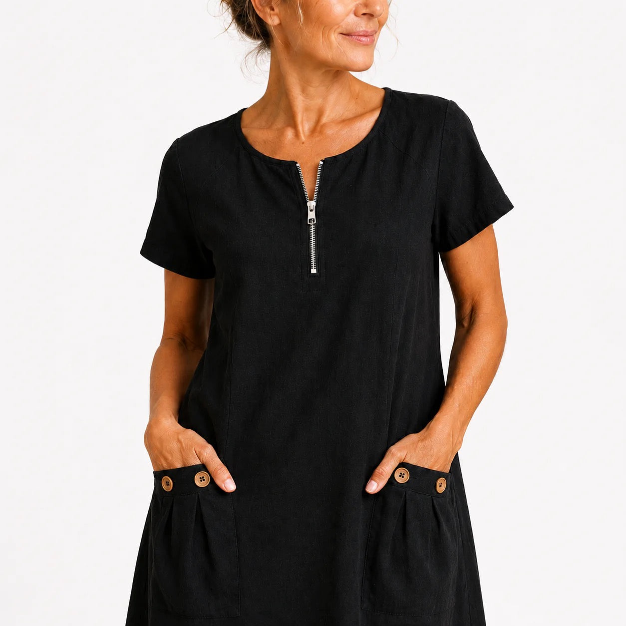 Isabel | Abito Corto con Zip e Tasche