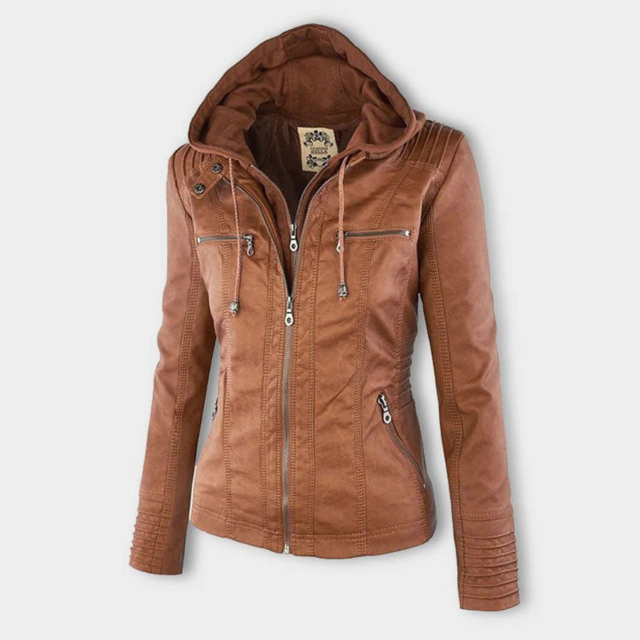 Valentina | Giacca moderna in pelle con cappuccio