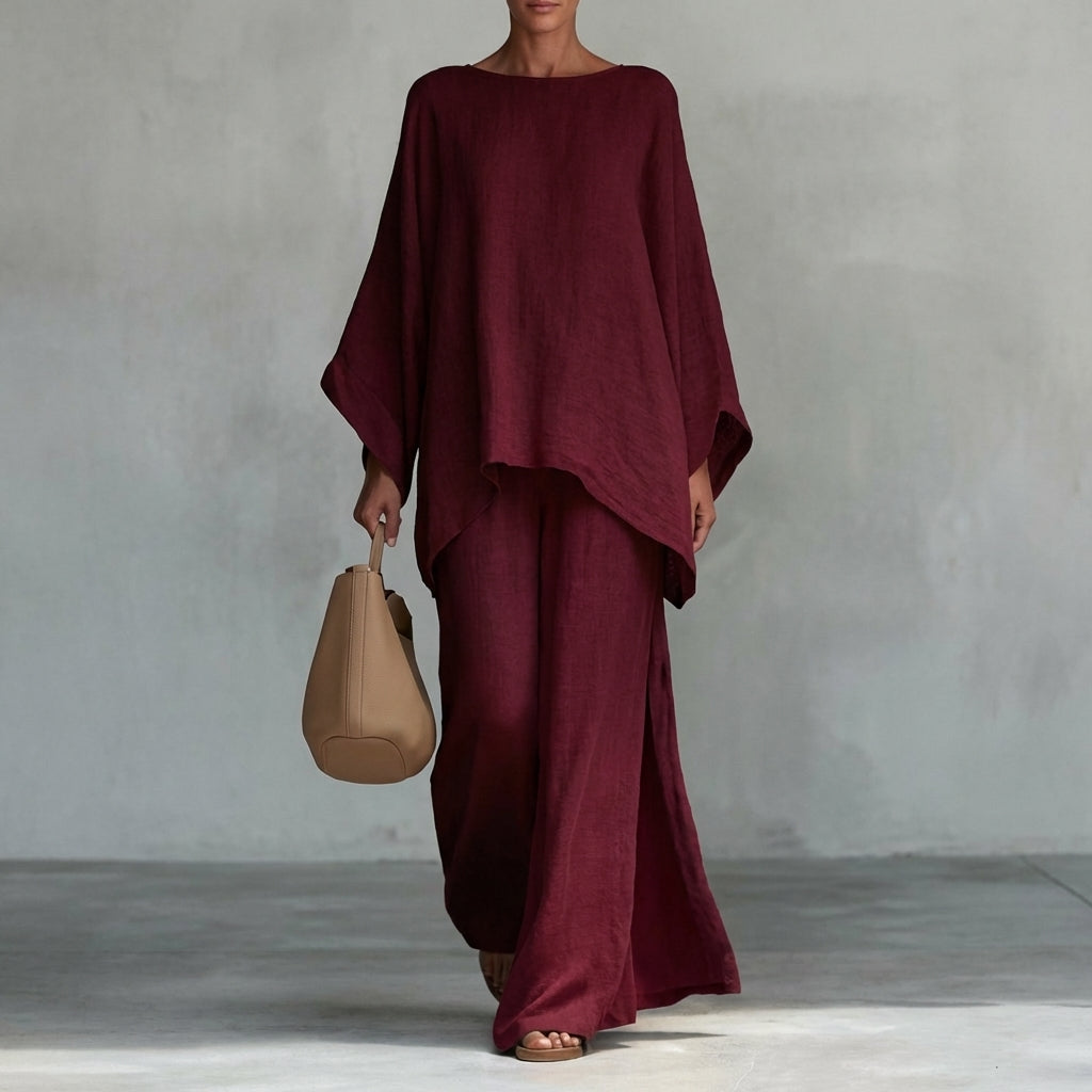 Eleonora | Completo Due Pezzi con Blusa Asimmetrica