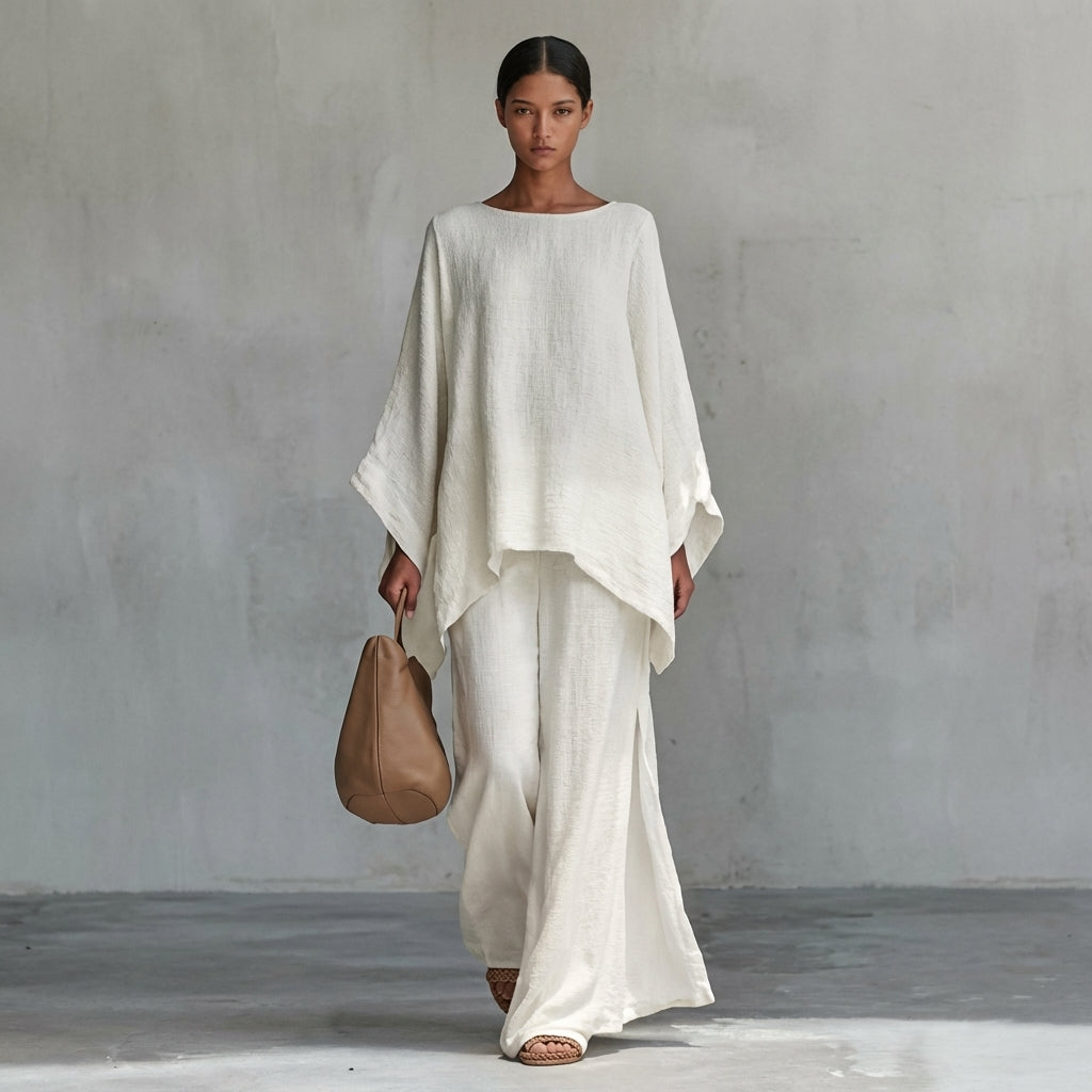 Eleonora | Completo Due Pezzi con Blusa Asimmetrica