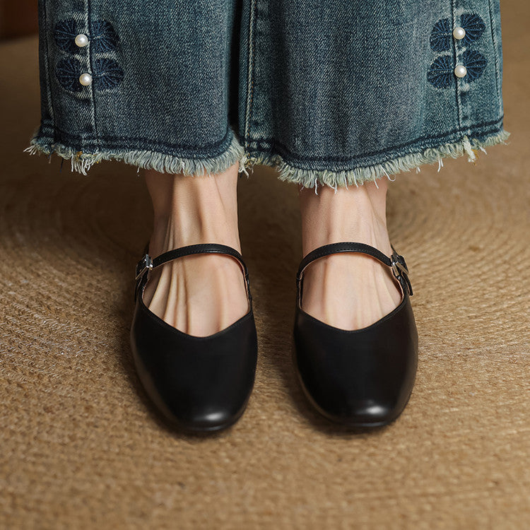 Bianca | Mules Mary Jane a Punta Mandorla
