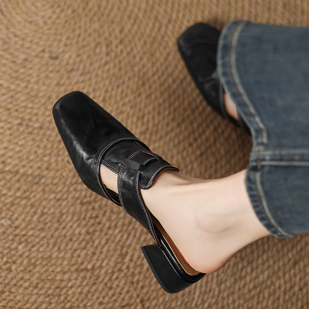 Carolina | Mules con Cinturino e Punta Quadrata