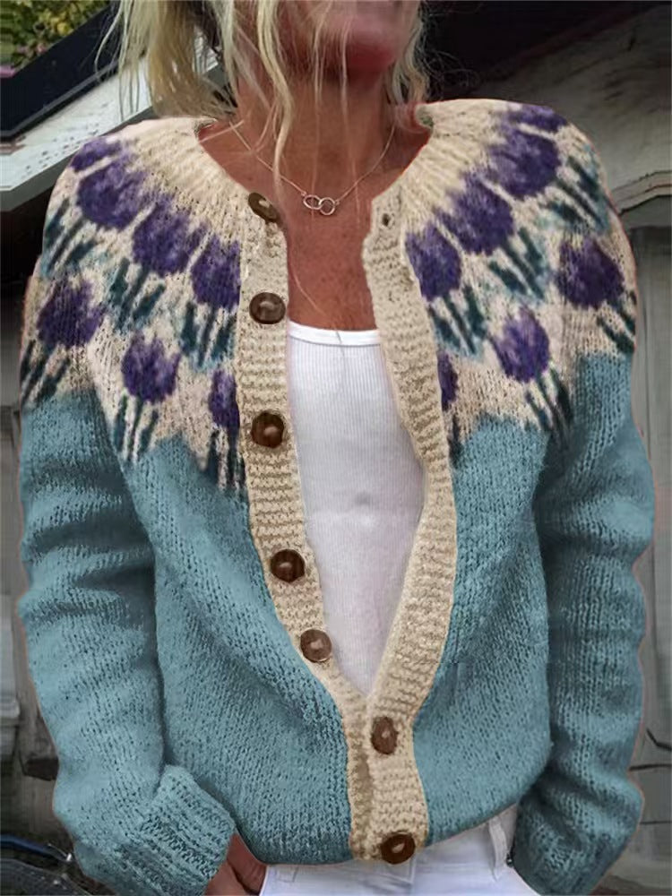 Benedetta | Cardigan con Motivo Floreale