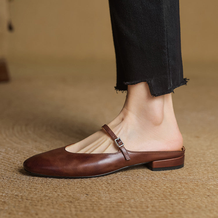Bianca | Mules Mary Jane a Punta Mandorla