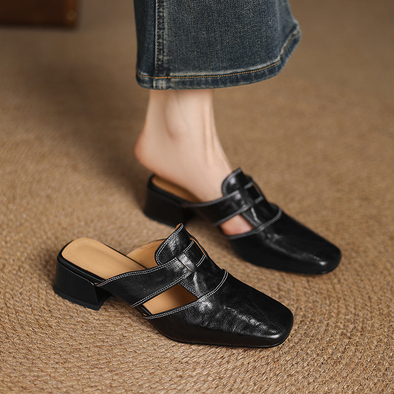 Carolina | Mules con Cinturino e Punta Quadrata