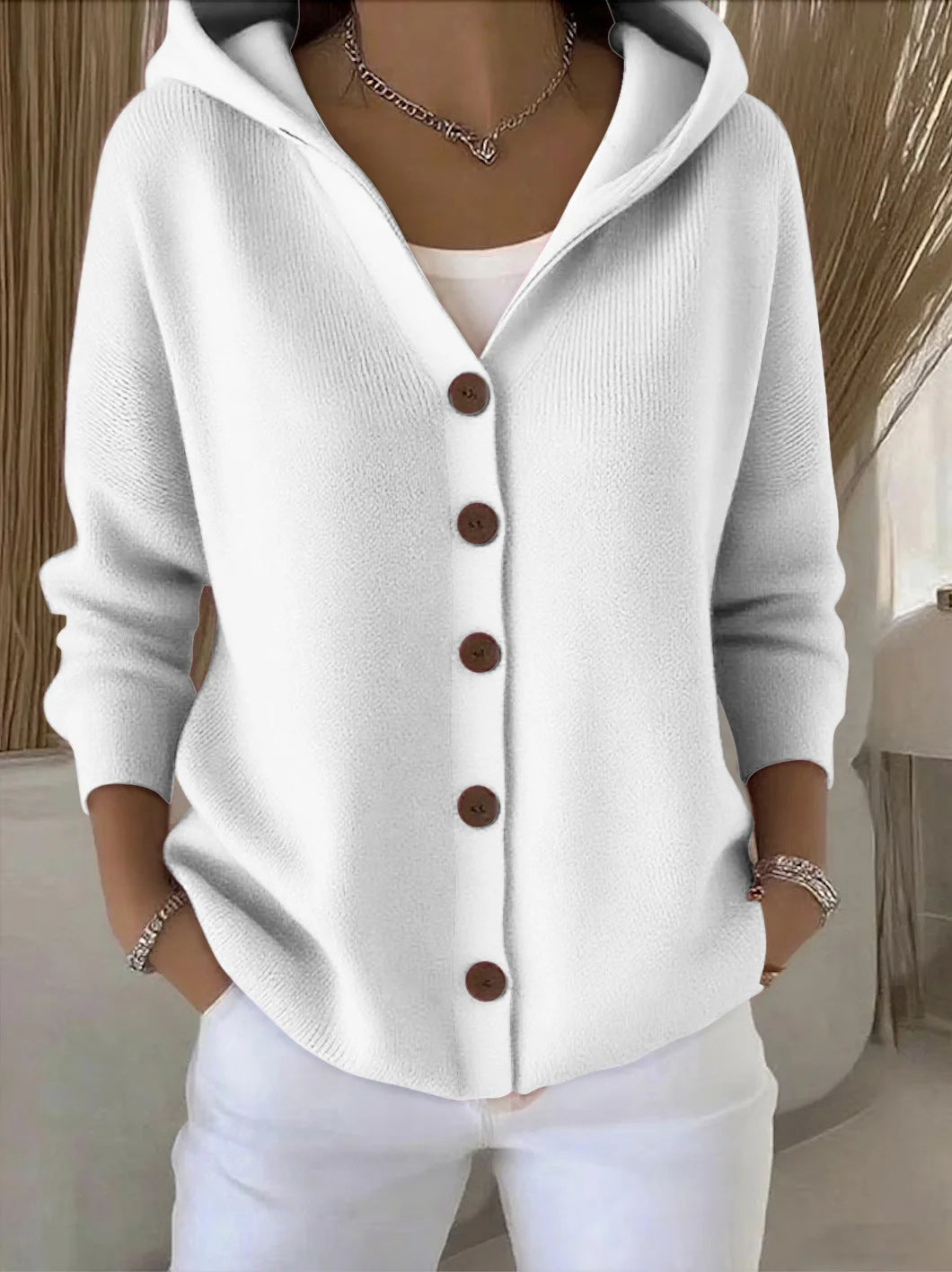 Graziana | Cardigan con Cappuccio e Bottoni