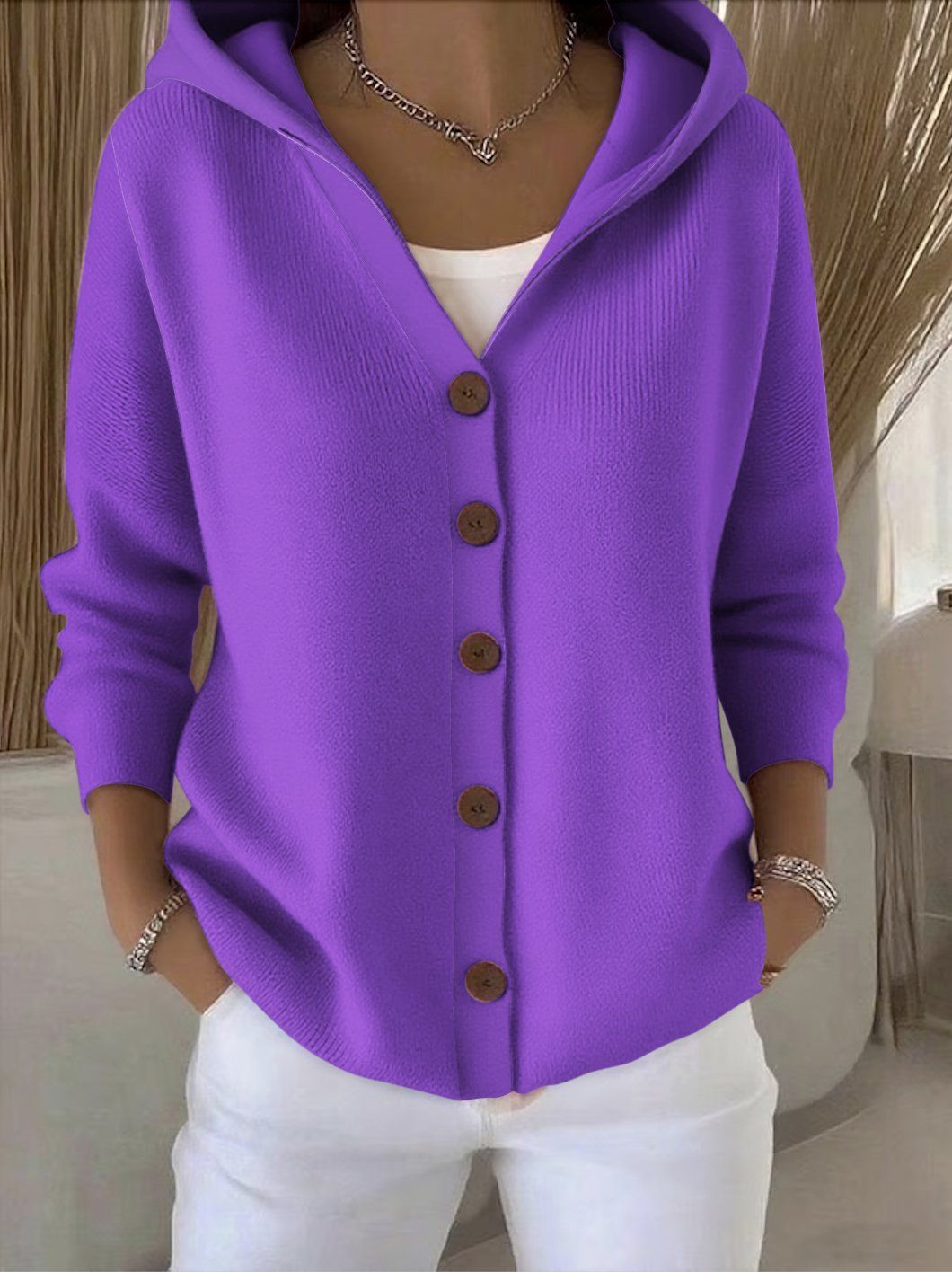 Graziana | Cardigan con Cappuccio e Bottoni
