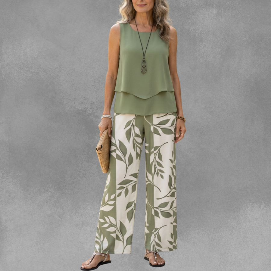 Cristina | Completo Due Pezzi con Pantaloni Fantasia