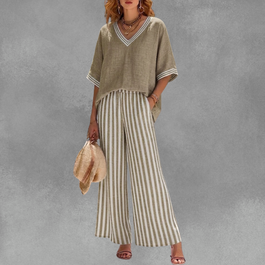 Elena | Completo Due Pezzi con Pantaloni a Righe