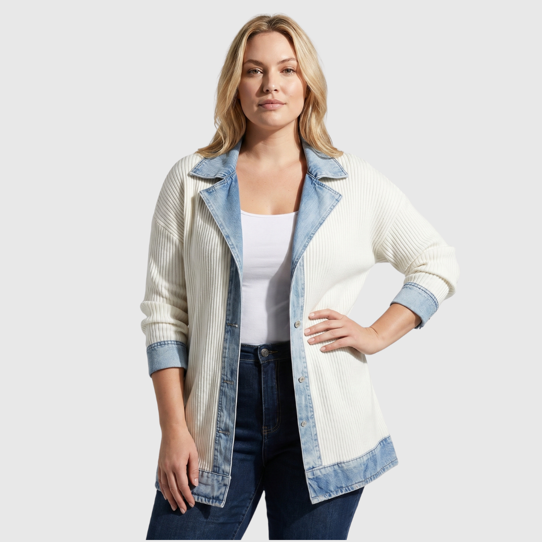 Mia | Giacca in Maglia con Dettagli Effetto Denim