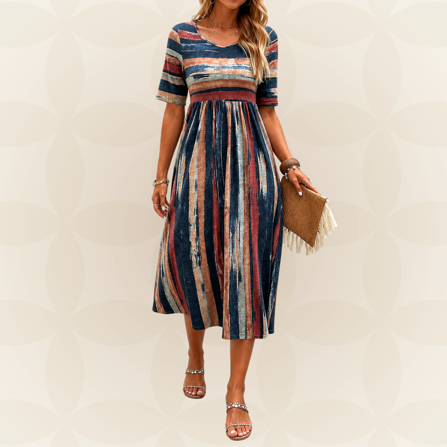 Marta | Abito Midi a Righe Eleganti