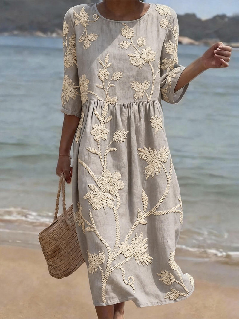 Princess | Abito Lungo da Mare con Ricamo Floreale