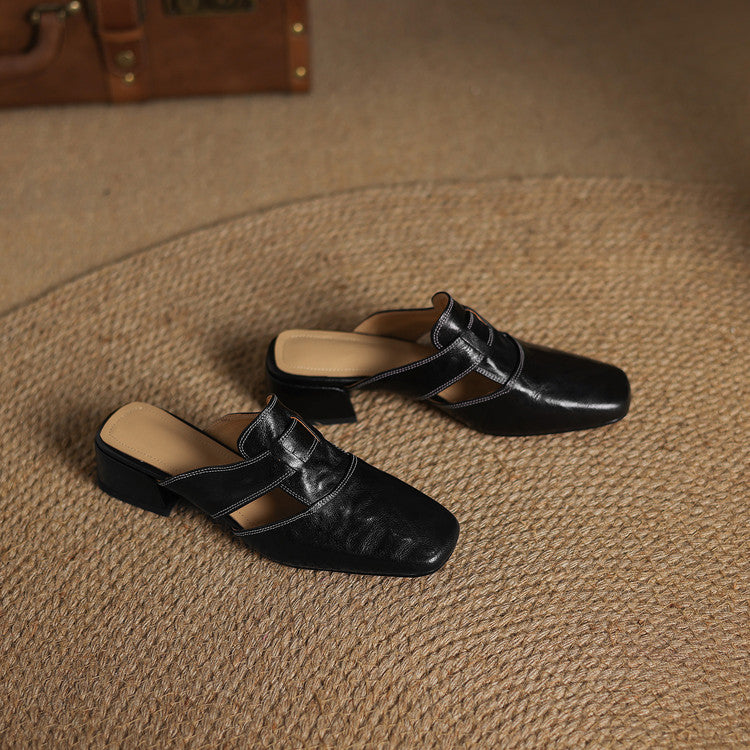 Carolina | Mules con Cinturino e Punta Quadrata