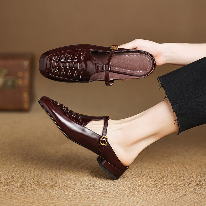 Riza | Mules Intrecciate con Cinturino