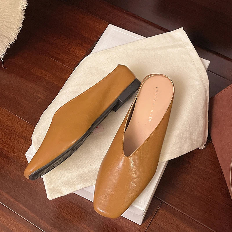 Beatrice | Mules Metallizzate a Punta Quadrata
