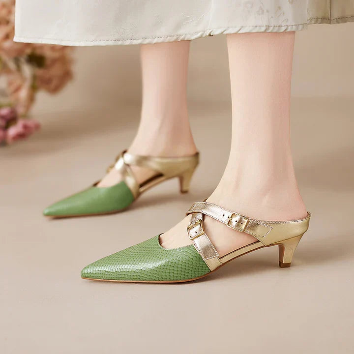 Ludovica | Mules a Punta con Cinturini Incrociati