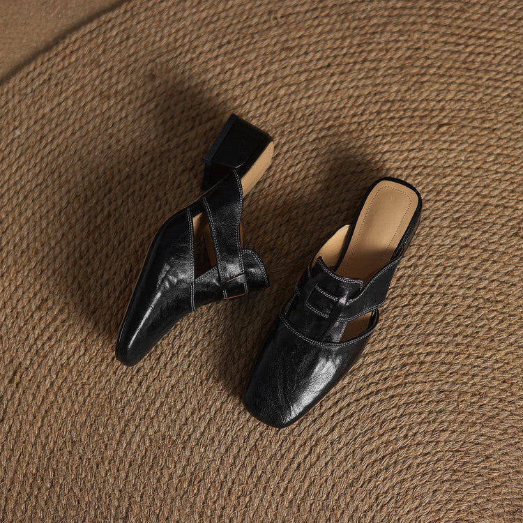 Carolina | Mules con Cinturino e Punta Quadrata