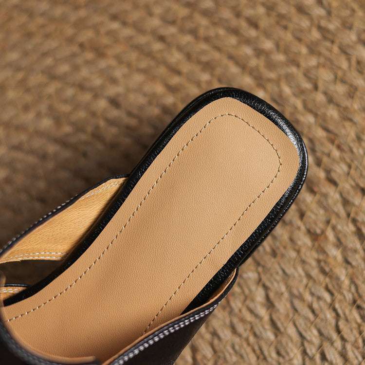 Carolina | Mules con Cinturino e Punta Quadrata