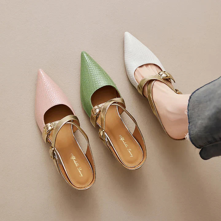 Ludovica | Mules a Punta con Cinturini Incrociati