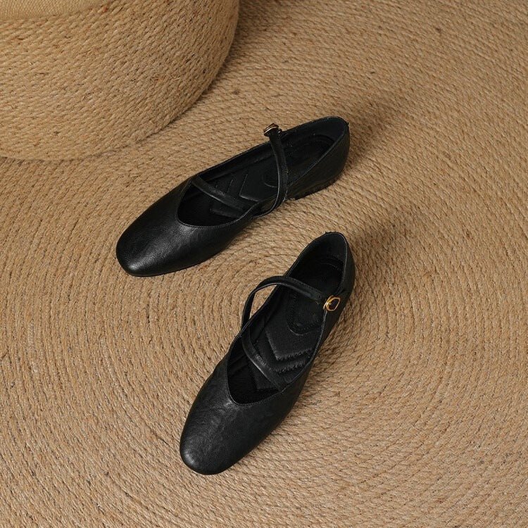 Camille | ballerine in pelle con cinturino alla caviglia